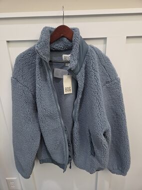 BDG Dusty Blue Sherpa Jacket with Zip